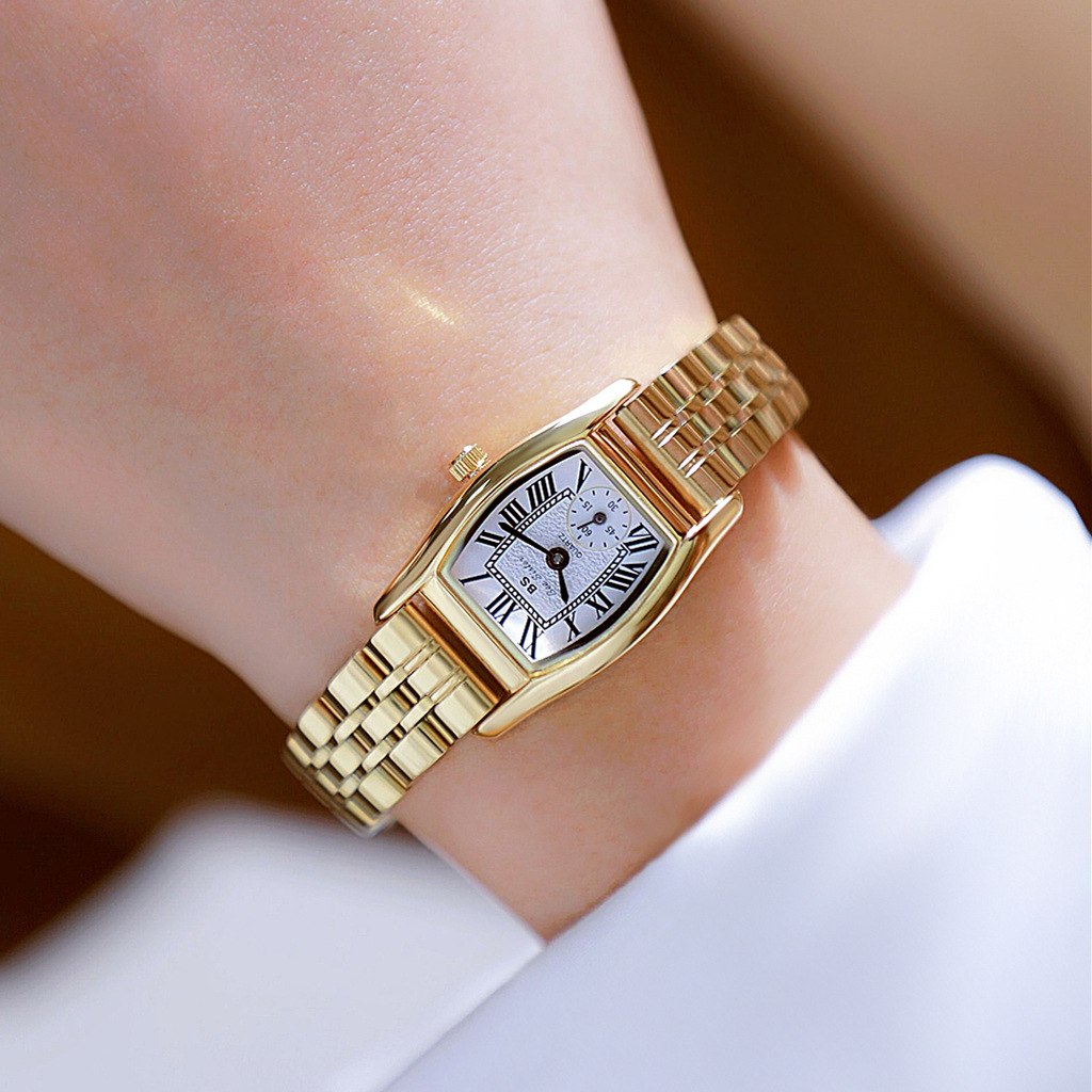 Luxury Watch With Leather Strap - Orologio da Donna BS, Stile Retrò