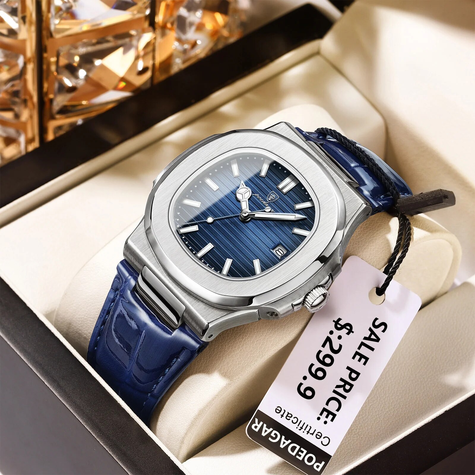 Luxury Watch Organizer For Men - POEDAGAR Top Luxury Square Orologio da